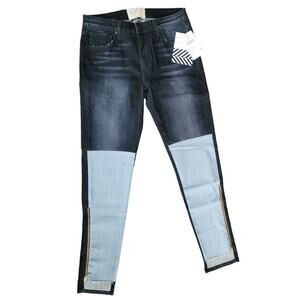 Free People X Sandrine Rose Dark Black Side Zipper Skinny Jeans Size‎ 26 NWT